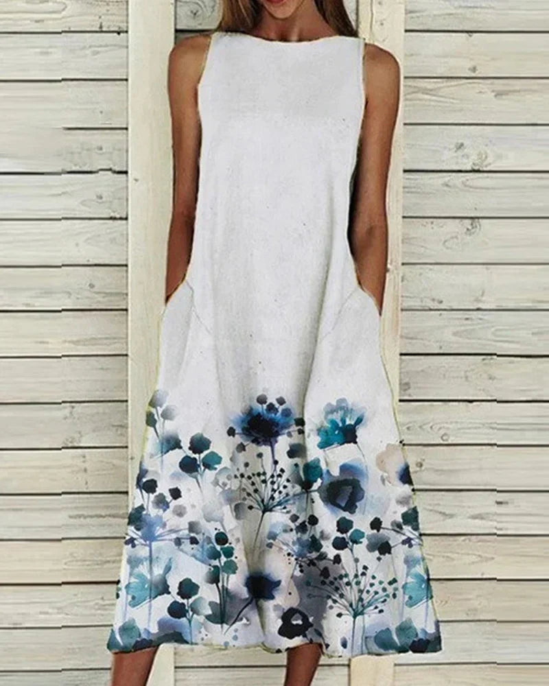 Alexandra Summer Dress for Women – Light Floral Midi Dress, Elegant for Sunny Days