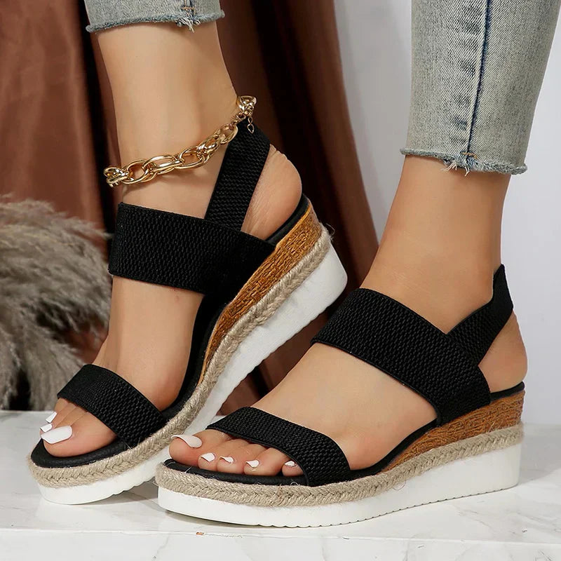Anna Platform Sandals for Women – Elastic Straps & Comfortable Summer Sandals with Stylish Look