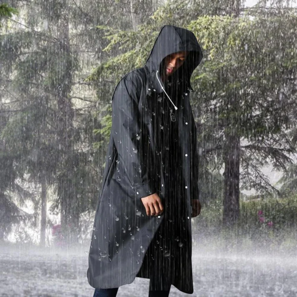 Adrien Raincoat for Men – Long Breathable Waterproof Coat with Adjustable Hood