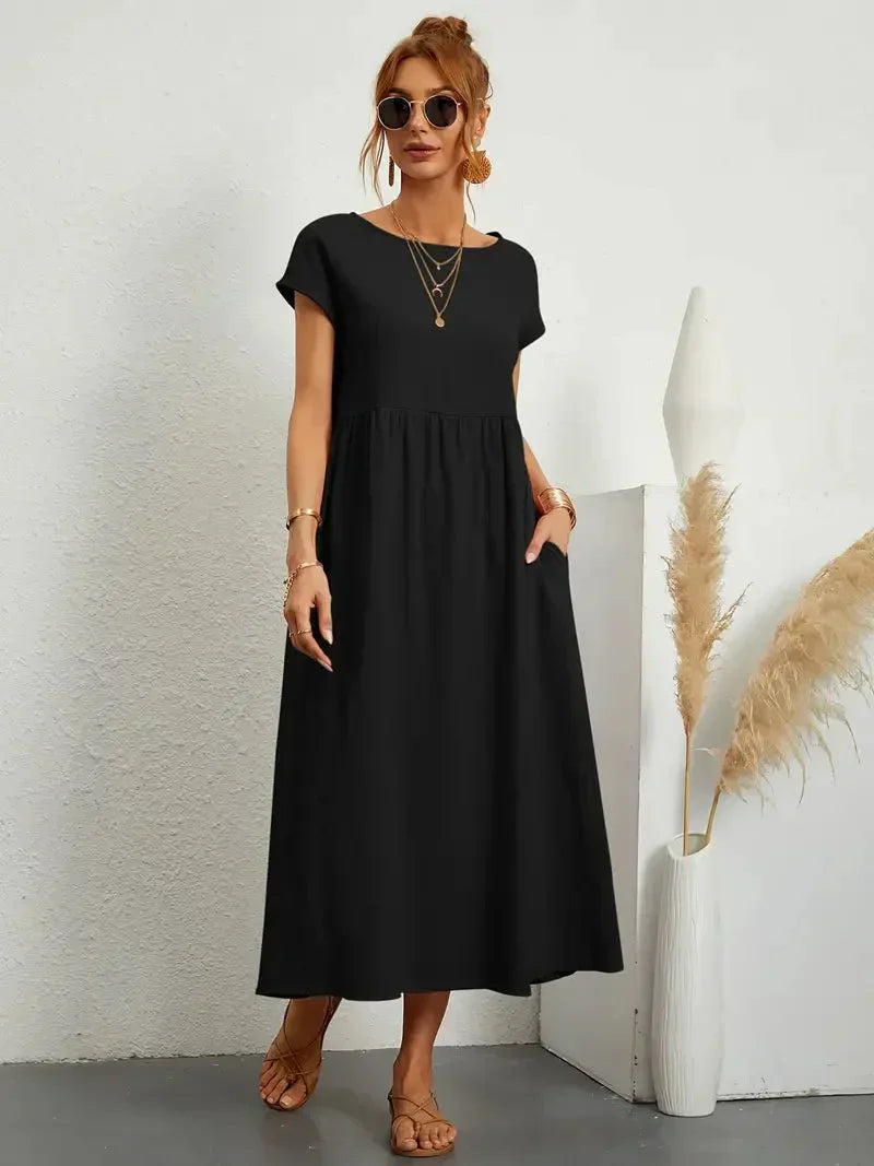 Melody Long Dress for Women – Light Summer Dress in Blended Cotton with Elegant Cut & Timeless Style